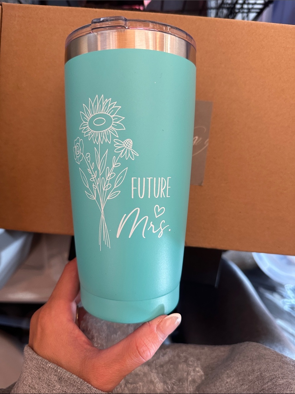 “Future Mrs.” Aqua Travel Tumbler